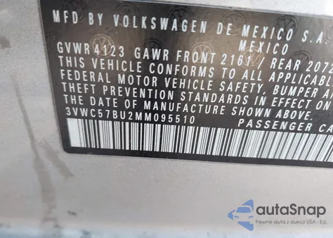 2021 Volkswagen Jetta 1.4T R-Line/1.4T S/1.4T Se from USA, damaged, VIN 3VWC57BU2MM095510